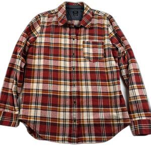 prAna Red Black Plaid Flannel Shirt Men’s Medium Organic Cotton Button Up